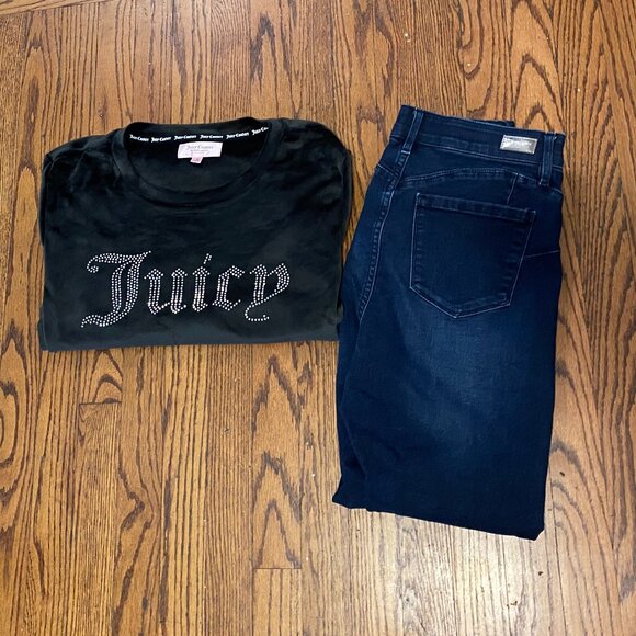 Juicy Couture Dark Gray Velour BLING Pullover Size XL - Picture 1 of 4